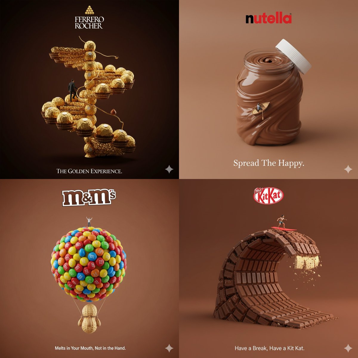 null nano banana prompt: Creative 3D ad for [Brand Name], with surreal object made from it, matching background color, real s...