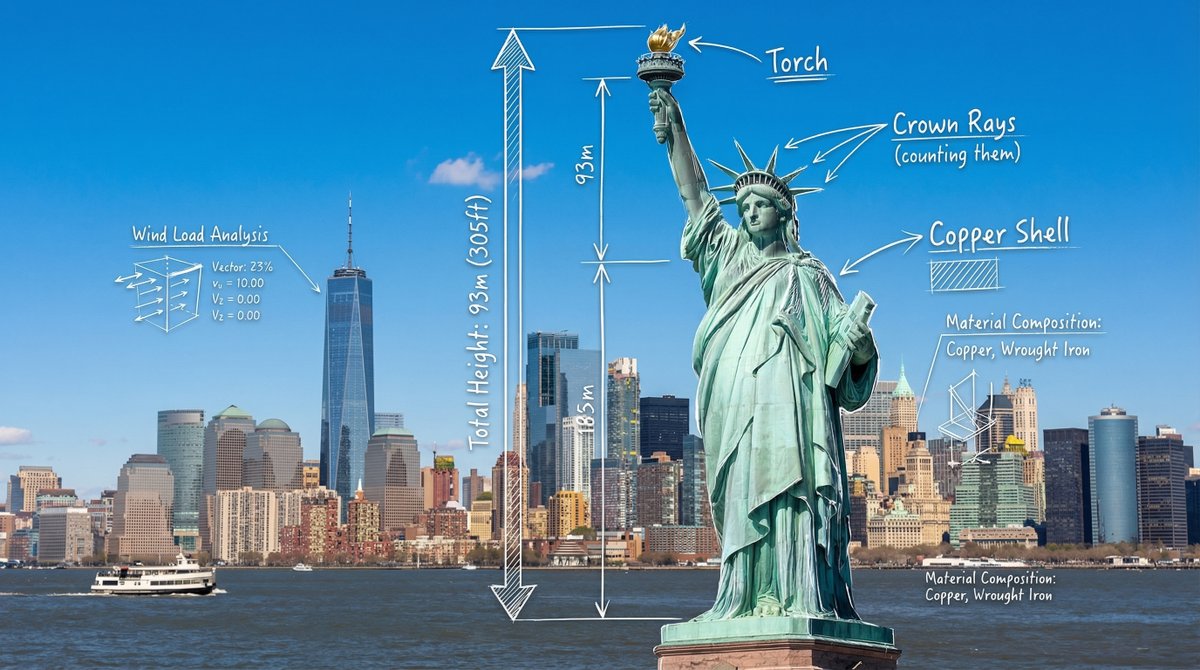 null nano banana prompt: A photorealistic wide-angle landscape shot of the Statue of Liberty with the New York City skyline a...