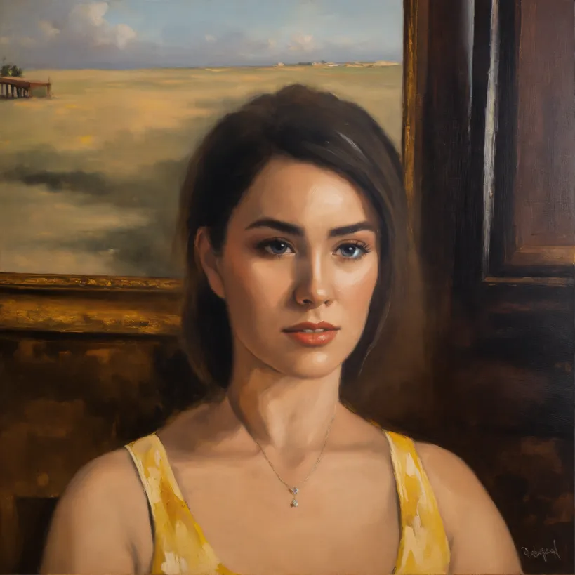 Oil painting portrait of divorce Symbolic composition.