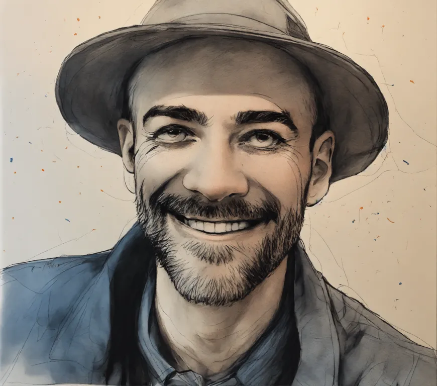 Un portrait en style 'one line drawing' souriant.